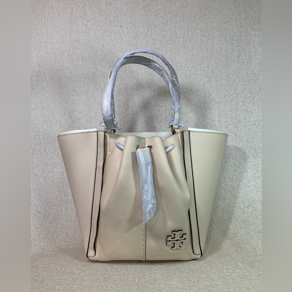 NEW Tory Burch Mcgraw Dragonfly Brie Cream Leather Oversized Shopper Tote Bag - Picture 8 of 16